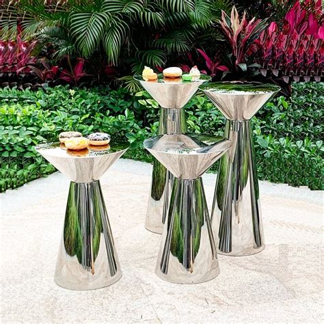 Silver Mirror Cake Table Cocktail Pedestal Stand Table for Wedding Party Events Sweet Bar Table ...