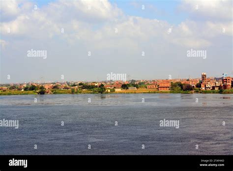 Giza Egypt September 9 2022 The Nile River In Egypt With A Village