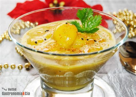 Crema de mango con gambas Gastronomía Cía