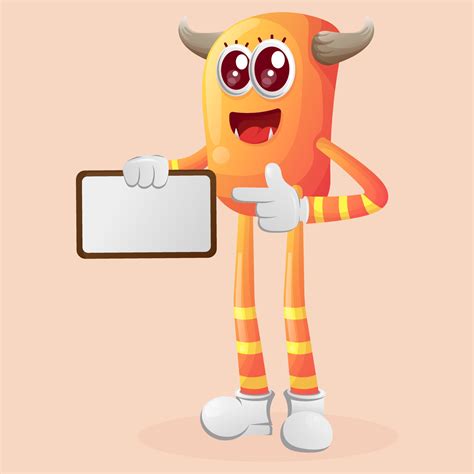 Cute Orange Monster Holding Billboards Sign Board 13707461 Vector Art