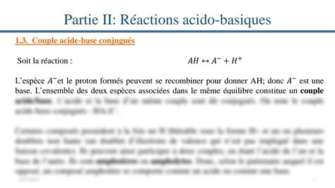 SOLUTION Cours Chimie En Solution 2 Reactions Acido Basiques Studypool