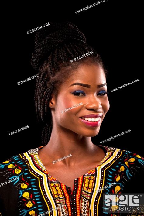 Smiling Dark Skinned Model On A Black Background Beautiful Model