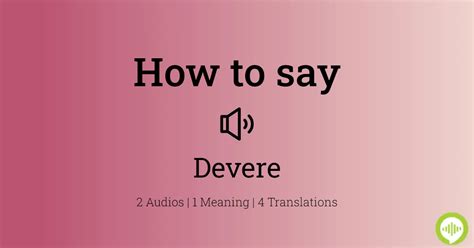How to pronounce Devere | HowToPronounce.com