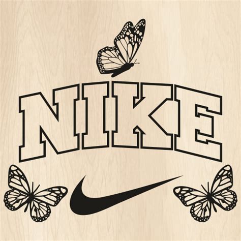 A Wooden Sign With Butterflies And The Word Nike On It