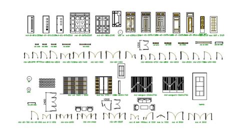 Multiple single, double and sliding door blocks cad drawing details dwg ...