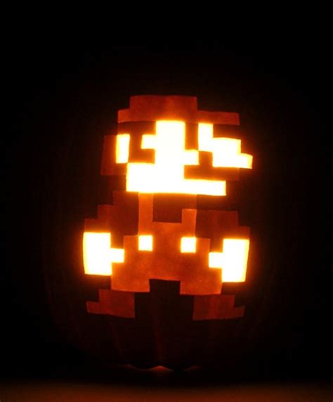 8 Bit Mario Pumpkin Stencil