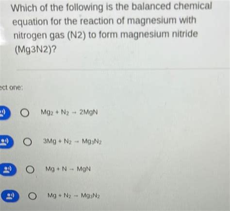 Which of the following is the balanced che... - Organic Chemistry