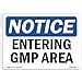 Amazon OSHA Notice Sign Entering Gmp Area Rigid Plastic Sign