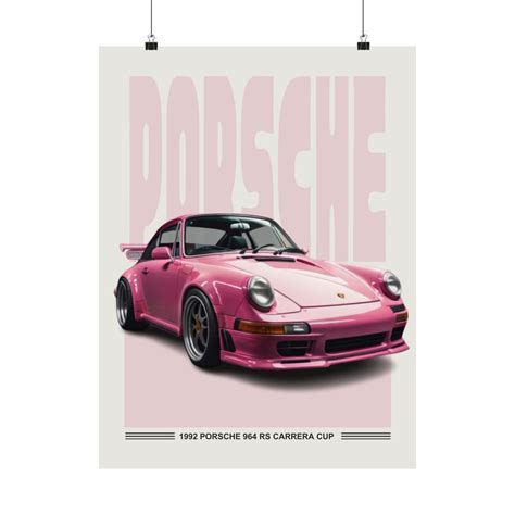 Pink Porsche Poster Car Poster Porsche Print Porsche Pink Wall Art