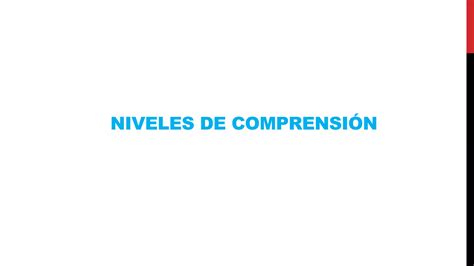 Niveles De Comprension PPT Descarga Gratuita