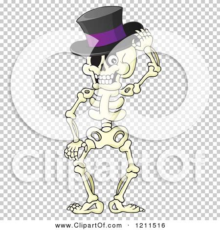 Cartoon Of A Happy Halloween Skeleton Wearing A Top Hat Royalty Free