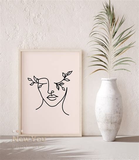 Woman Face One Line Drawing Minimalist Woman Line Drawing Single Line