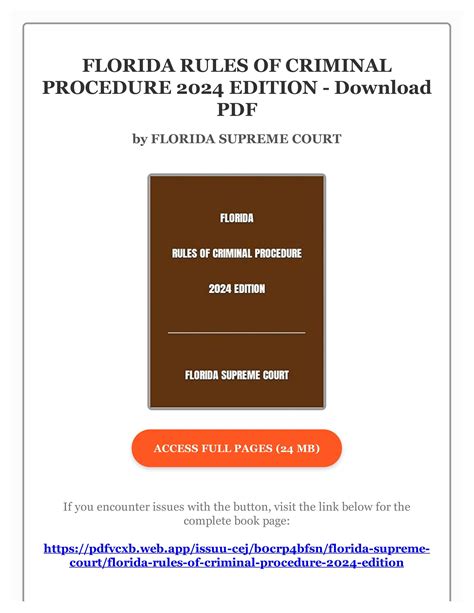 Pdf Ebook FLORIDA RULES OF CRIMINAL PROCEDURE 2024 EDITION By FLORIDA