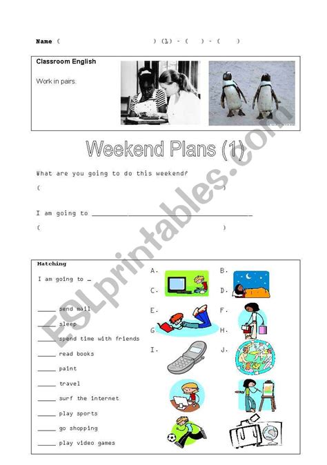 Weekend Plans Esl Worksheet By Lisablah