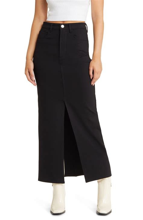 Blank Nyc Slit Front Ponte Maxi Skirt In Black Lyst