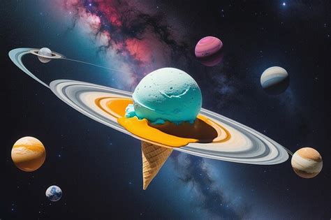 Premium Photo Contemporary Minimal Collage Art Saturn Ice Cream In