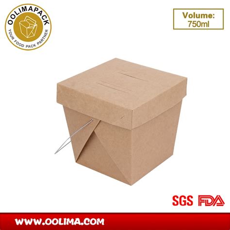 Square Base Kraft Noodle Box With Handle