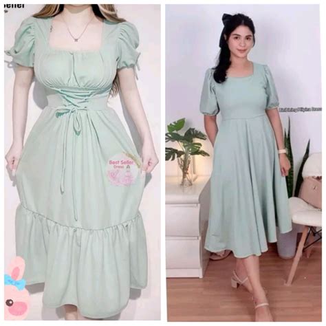 2 sage green dress on Carousell