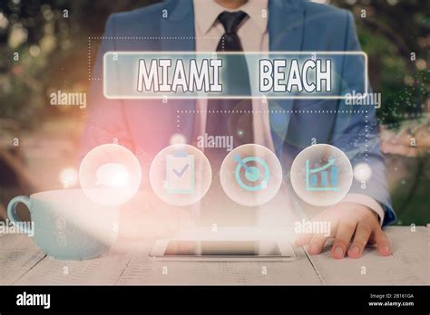 Text Sign Showing Miami Beach Business Photo Showcasing The Coastal Resort City In Miamidade