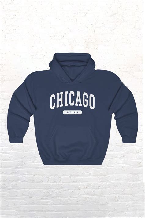 Chicago 1833 College Hooded Sweatshirt Etsy College Hoodies