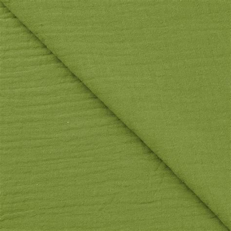 Tissu Double Gaze Uni Vert Tissus Des Ursules