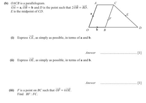 Solved OACB Is A Parallelogram Vector OA A Vector OB B And D Is The