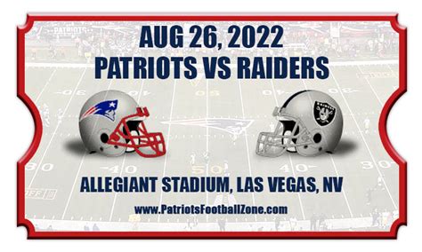 New England Patriots Vs Las Vegas Raiders Preseason Football Tickets