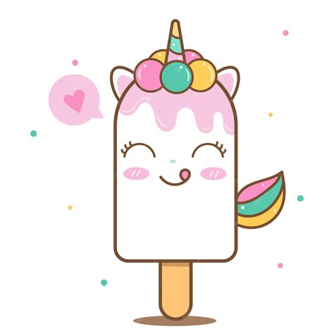 Lindo Helado De Unicornio Vector Premium