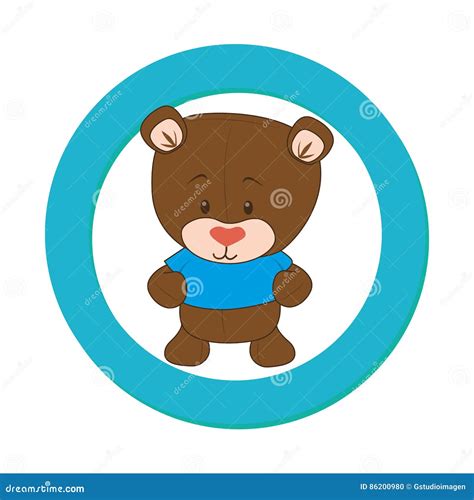 Color Circular Frame With Teddy Bear Stock Vector Illustration Of