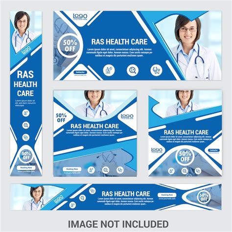 Diseño de conjunto de banners de web médica Vector Premium