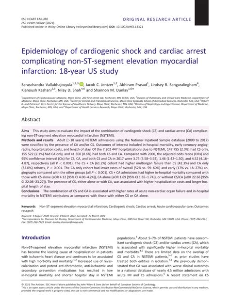 Pdf Epidemiology Of Cardiogenic Shock And Cardiac Arrest Complicating