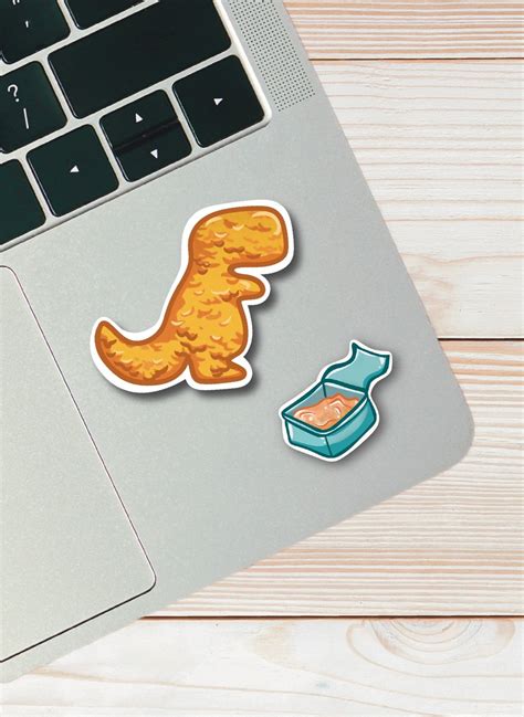 Dino Nuggie Chicken Nugget Sticker Cute Stickers Water Resistant