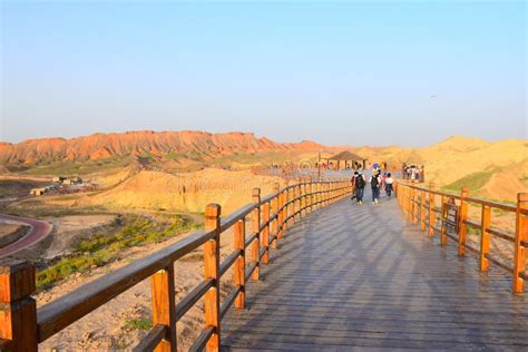 A Hiking Trail in the Colorful Danxia Geopark in Zhangye Editorial Stock Photo - Image of waves ...