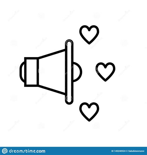 Megaphone And Hearts Line Icon Volume Vector Illustration Isolated On