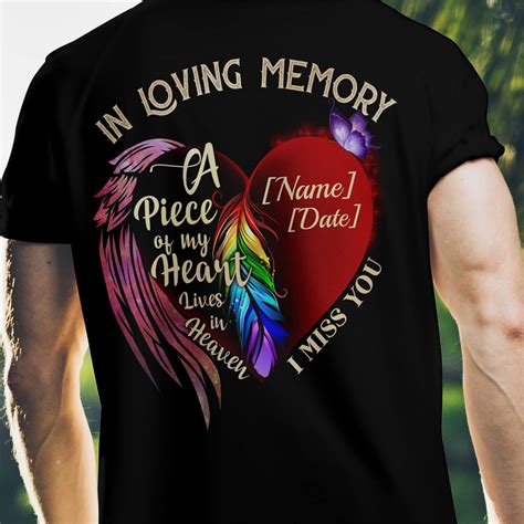 Memory Shirt Personalized In Loving Memory A Piece Of My Heart Lives In Heaven T Shirt Cubebik