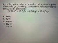 Answered According To The Balanced Equation Below When 4 Grams Of