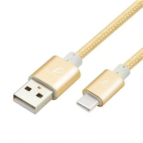 Cabo USB para tipo C reforçado capa de nylon dourada MercadoLivre