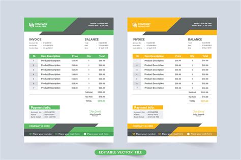 Creative Payment Receipt Template Vector With Green And Yellow Colors