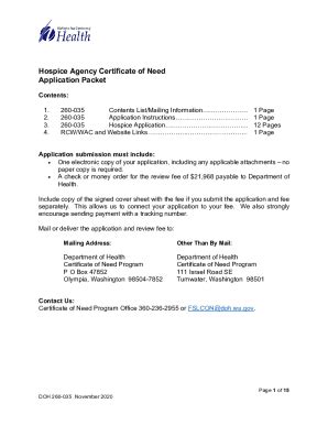 Fillable Online Certificate Of Need Hospice Application November 2020