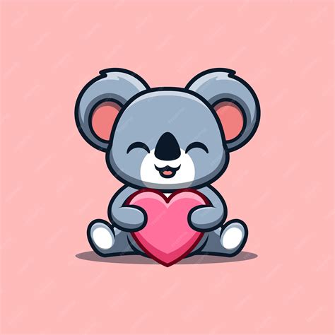 Koala Sentado Amor Lindo Creativo Kawaii Dibujos Animados Mascota