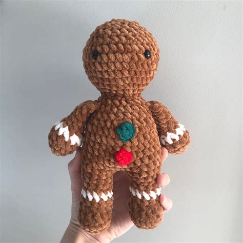 Gingerbread Man Plushie Crochet Gingerbread Man Soft Crochet Amigurumi