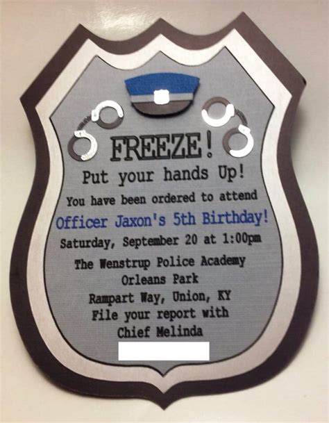 Custom Police Badge Birthday Party Invitation Etsy