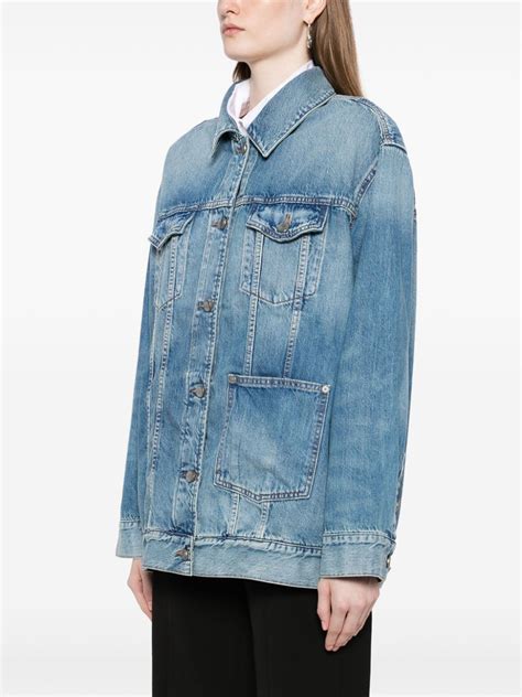 Ganni Organic Cotton Blend Denim Jacket Blue Farfetch