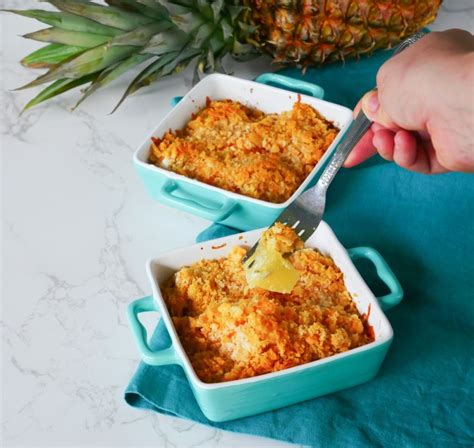 Individual Servings Of Pineapple Cheese Casserole The April Blake