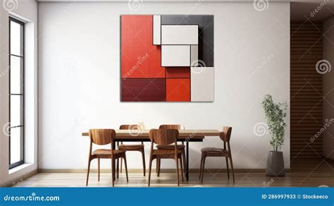 Minimal Design Hanging Red Abstract Canvas Wall Art For Dining Room