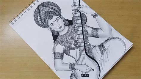 How To Draw Mandala Art Of Maa Saraswati Zentangle Doodle Art