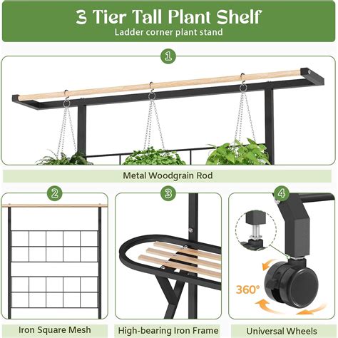 IDavosic Ly Soporte Colgante De 3 Niveles Para Plantas Para Interiores