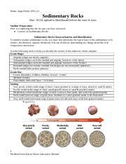 Sedimentary Lab Docx Name Angel Prado ESS 111 Sedimentary Rocks Due