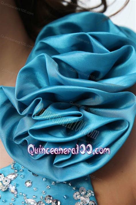 Beading And Pick Ups One Shoulder Teal Taffeta Quinceanera Dress