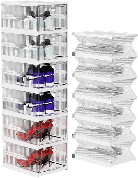 Tidyave Shoe Boxes Clear Plastic Stackable Shoe Storage Organizer